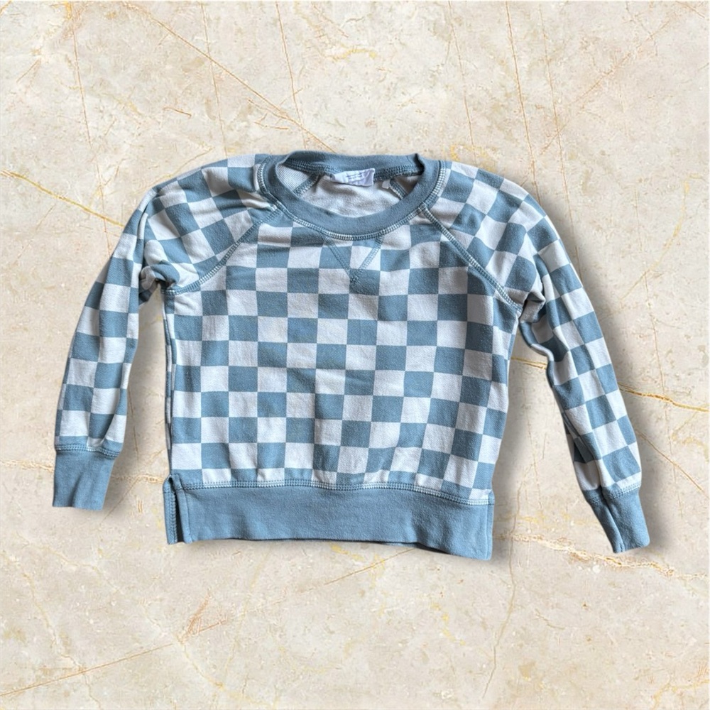 Blue Checkered kids crew neck Sweatshirt